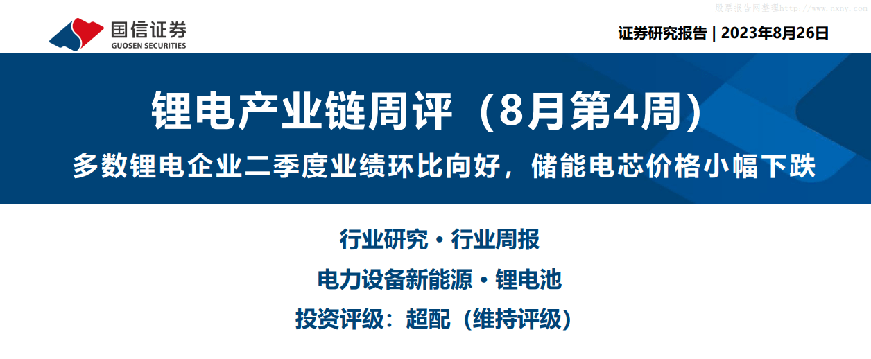 锂电产业链周评-8月第4周（附下载）